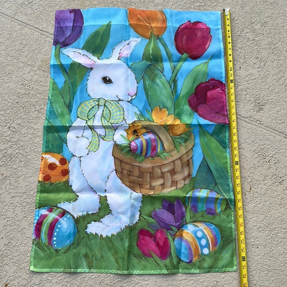 Large 25x37” EASTER BUNNY with Eggs Colorful Decorative Spring Garden Flag - Picture 1 of 1